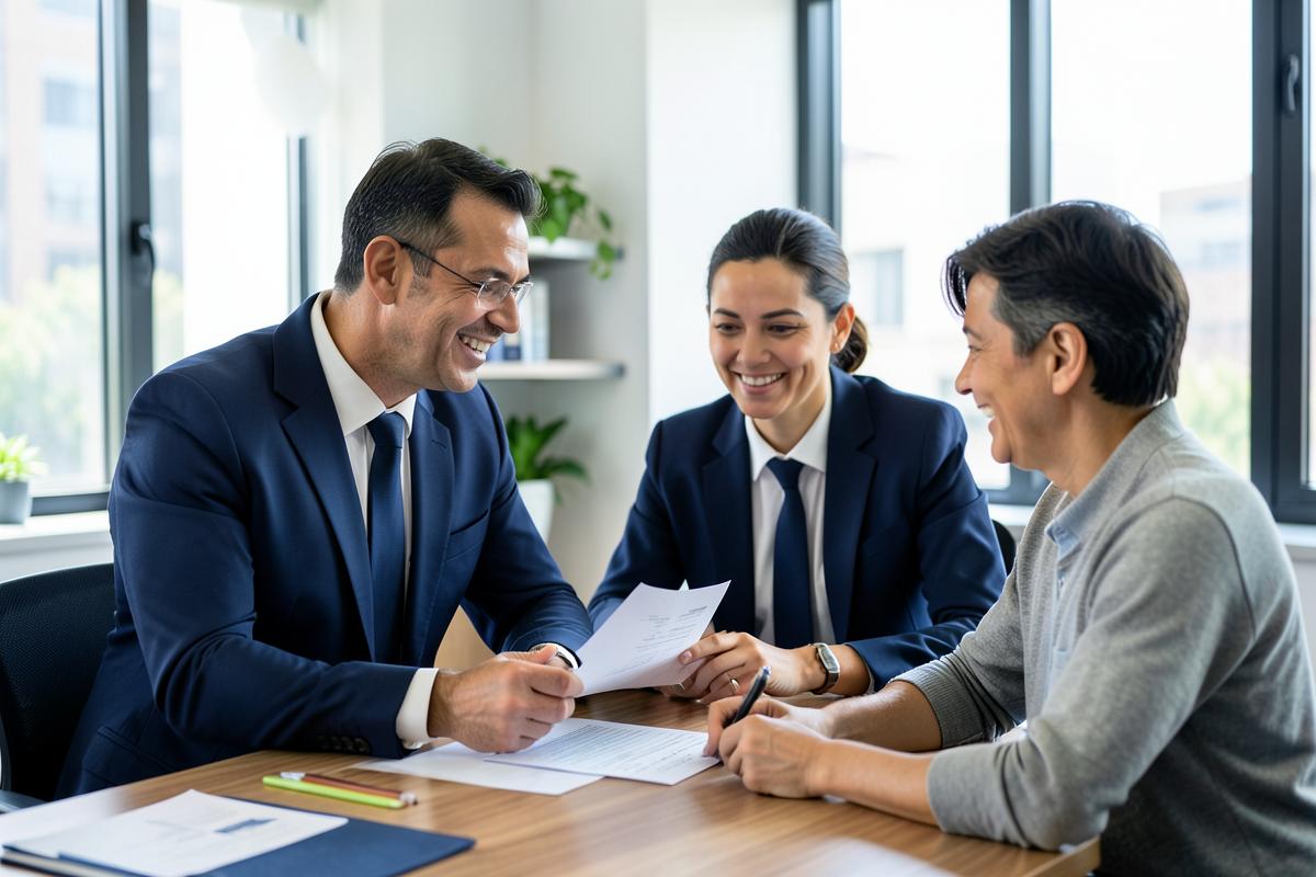 Advisers reviewing documents with a client